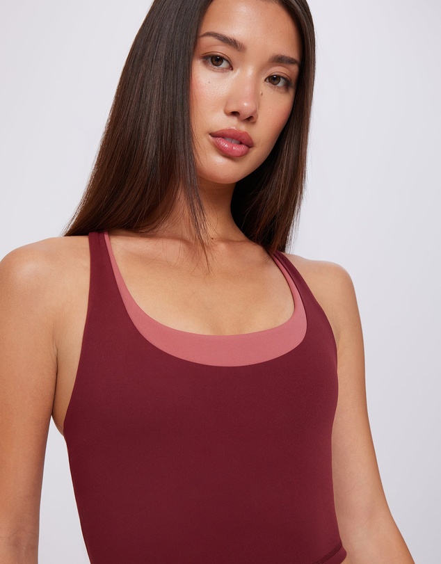 Upstate - Air Sculpt Double Layer Tank - Warm Cherry