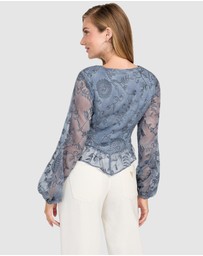 GUESS - Seiah Tie Front Long Sleeve Top