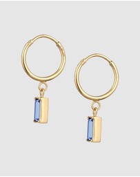 Elli Jewelry - Earrings Hoops Crystal Rectangle 925 Sterling Silver Gold-Plated