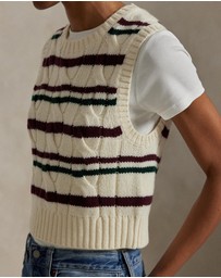 Polo Ralph Lauren - Striped Cable Wool-Cashmere Sweater Vest