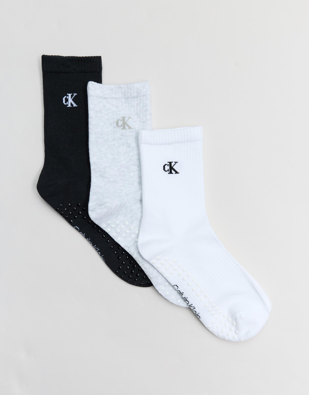 Calvin Klein - 3-Pack Cushioned Grip Crew Socks