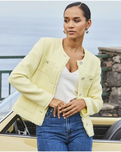 Sosandar - Boucle Jacket With Embellished Buttons