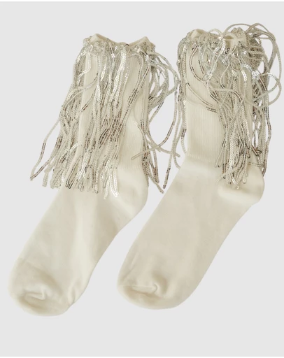 High Heel Jungle - Bowie Cotton Socks With Glitter Fringe
