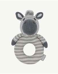 Living Textiles - Knitted Ring Rattle - Zac the Zebra