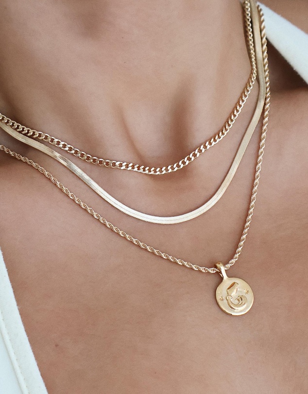 HOUSE OF SLANI - Flat Herringbone Snake Chain Necklace