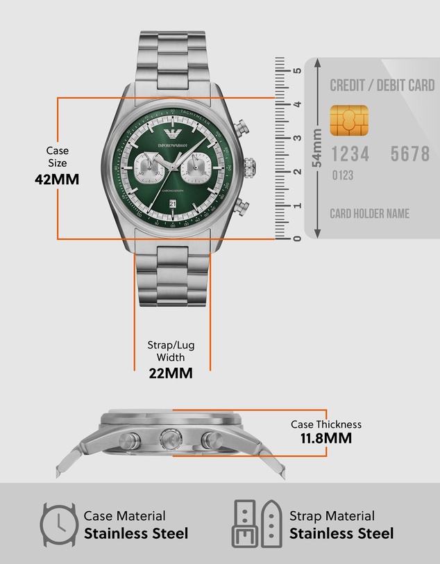 Emporio Armani - Silver Tone Chronograph Watch