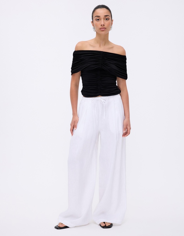Minima Esenciales - Saffi Mid Rise Wide Leg Linen Pants