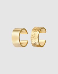 Elli Jewelry - Earrings Earcuff Set Hammered Classic in 925 Sterling Silver Gold Plated
