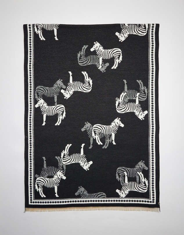Mossée - Ruby Zebra Print Wool Shawl
