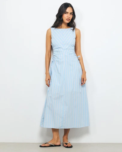 AERE - Nieve Stripe Cotton Midi Dress