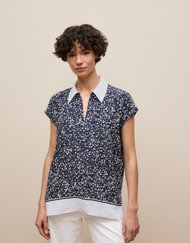 Trenery - Carraway Cap Sleeve Blouse in Night Sky
