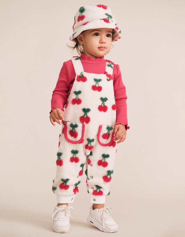 Huxbaby - Very Cherry Sherpa Overalls - Babies-Kids