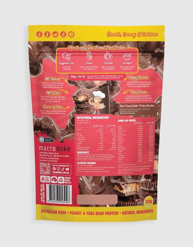 Macro Mike - Choc Peanut Butter Cup Peanut Plant Protein - 520g