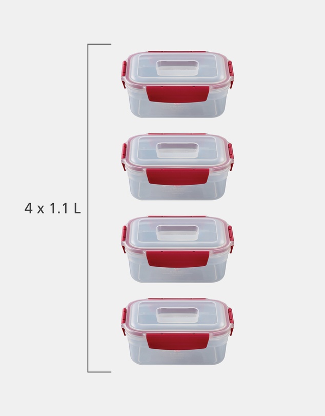 Joseph Joseph - Nest™ Lock 4-piece Rectangular Storage Container Set (Red)