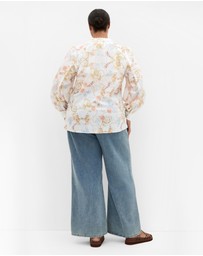 City Chic - Plus size Clover Opulent Print Shirt - ivory