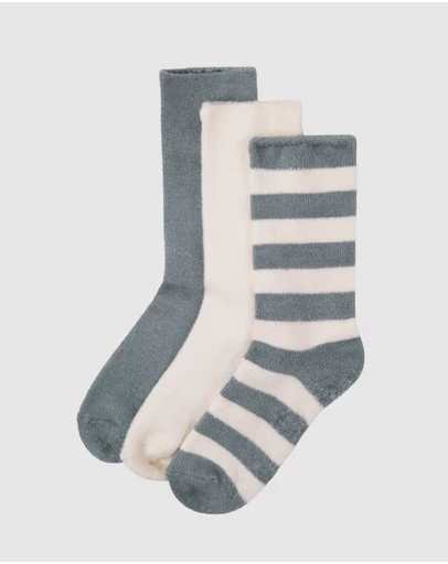 Bamboozld - 3 Pack Fluffy Bamboo Lounge Bed Crew Socks