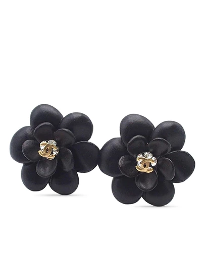 Pre-Loved by Azura Reborn - Pre-Loved CC Resin Rhinestone Camellia Clip On Earrings