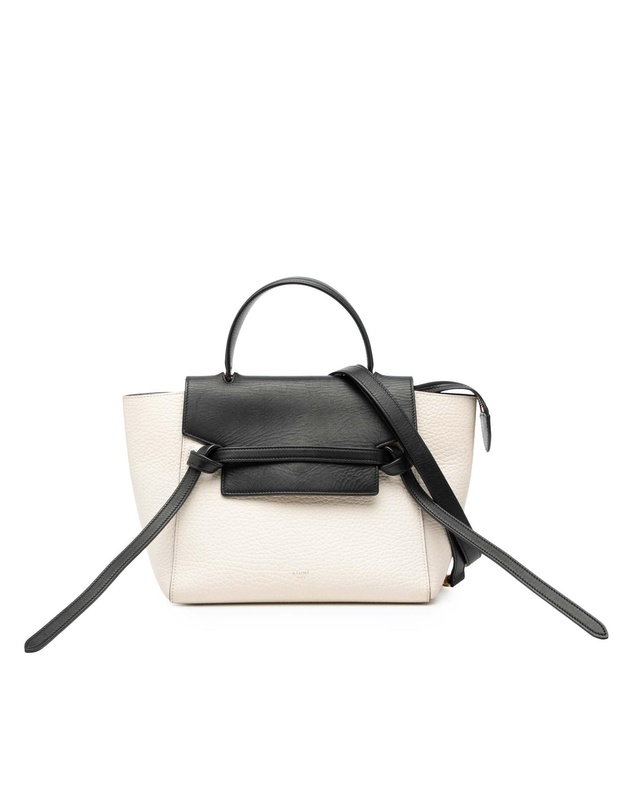 CELINE - Pre-Loved Micro Bicolor Leather Belt Satchel