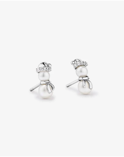 Michael Hill - Cultured Freshwater Pearl and Cubic Zirconia Snowman Stud Earrings in Sterling Silver