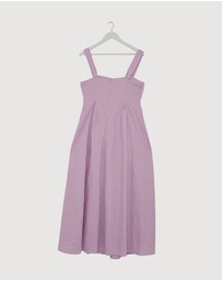 Revibe - Repaired AERE Inara Pleated Linen Midi Dress - AU 14