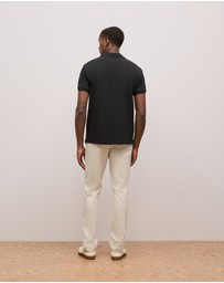 Trenery - Pique Monogram Short Sleeve Polo in Black