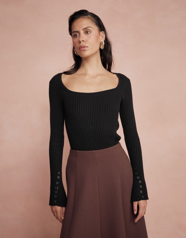 Forcast - Zahlia Square Neck Rib Knit