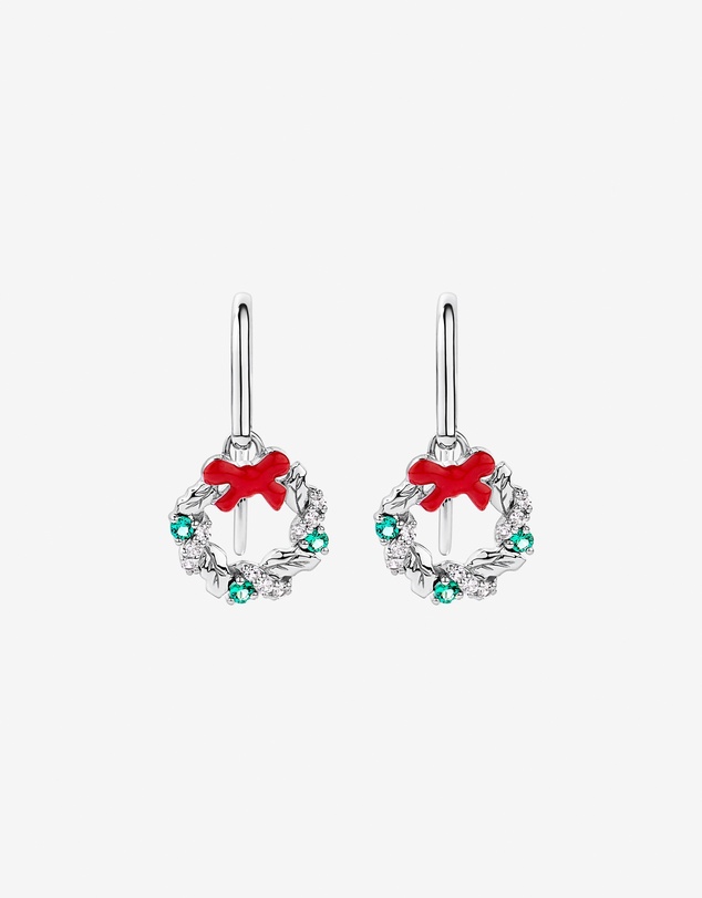 Michael Hill - Christmas Wreath Drop Earrings with Created Emeralds in Sterling Silver