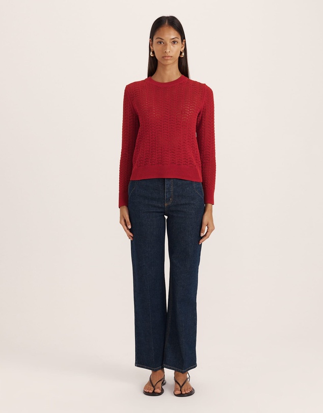 SABA - Prue Cotton Crochet Long Sleeve Knit
