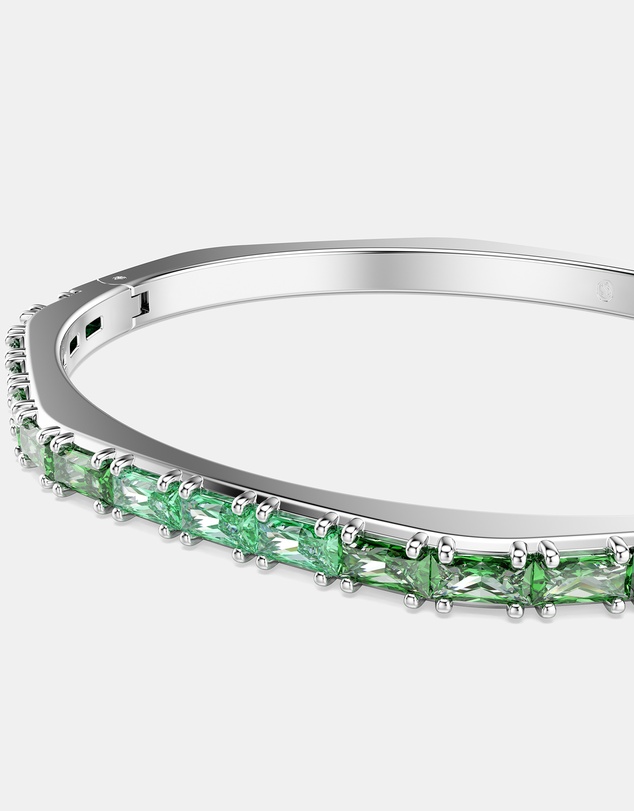 Swarovski - Matrix Bangle, Baguette Cut, Octagon Shape, Green, Rhodium-Plated
