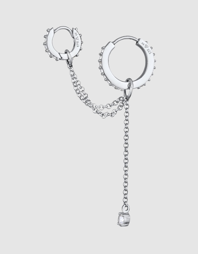 Elli Jewelry - Earrings Earcuff Single with Crystals 925 Sterling Silver