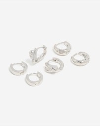 Lovisa - Waterproof Stainless Steel Chunky Huggie Earrings 3-Pack