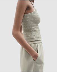 UNISON - Leather Look Shirred Top