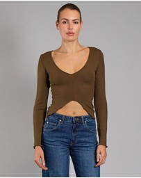 Love and Nostalgia - Rosie Rib Top - Chocolate Brown