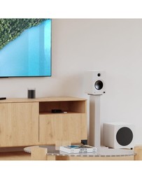 iWorld - Kanto REN 200W Powered Bookshelf Speakers with HDMI ARC, USB-C, and Bluetooth 5.3 - Matte White, Pair