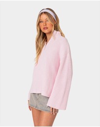 EDIKTED - Amour High Neck Oversized Zip Sweater