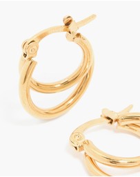 Lovisa - Waterproof Gold Plated Stainless Steel Double Classic Hoop Earrings