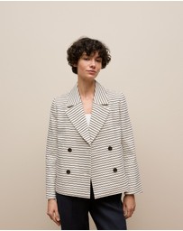 Trenery - Stripe Peacoat in White