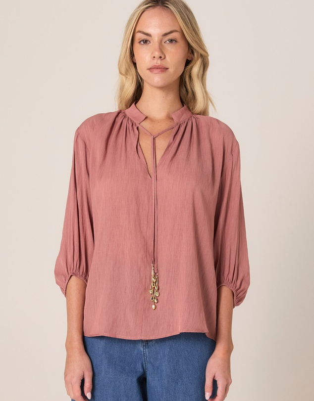 Fate + Becker - Shae Split Neck Blouse