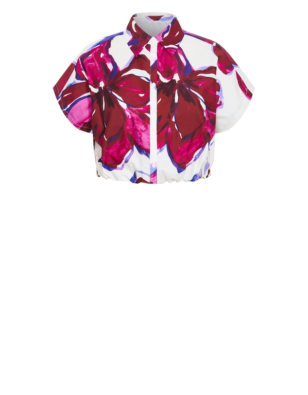 City Chic - Plus Size Holiday Bloom Print Shirt - white