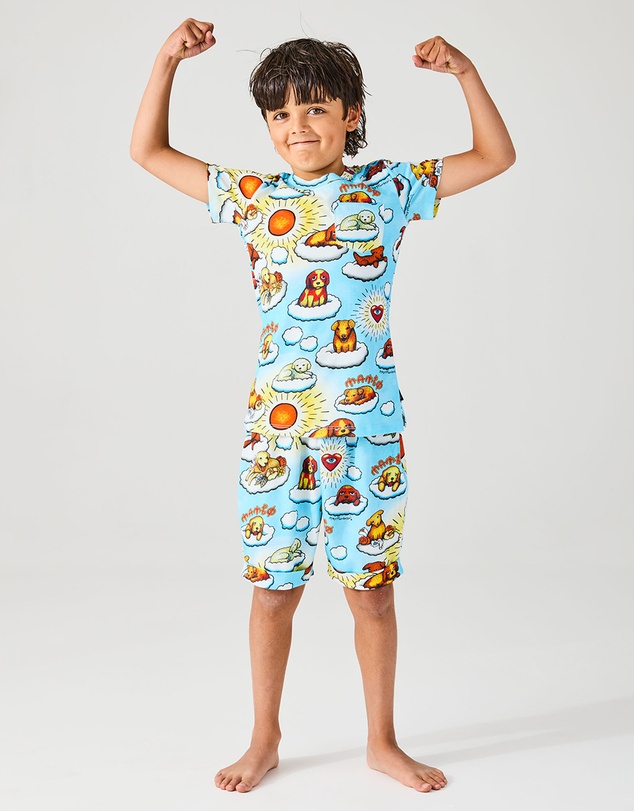 Kip&Co - KipCo x Mambo Puppies Organic Cotton Short Sleeve Tee Short Pyjama Set - Kids