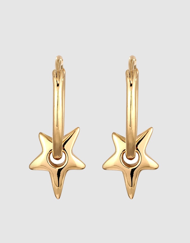 Elli Jewelry - Star Hoop Earrings in Gold-Plated 925 Silver