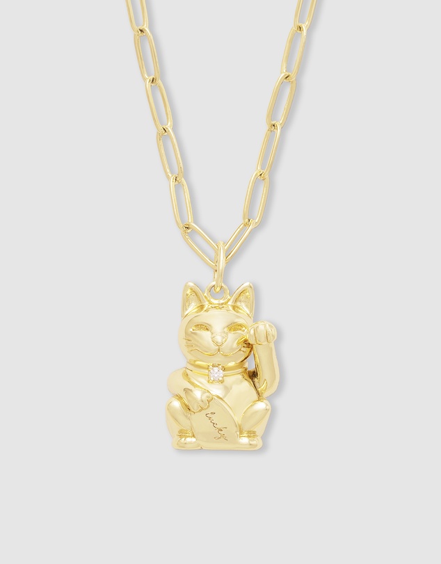 Wanderlust + Co - Lucky Cat Gold Necklace