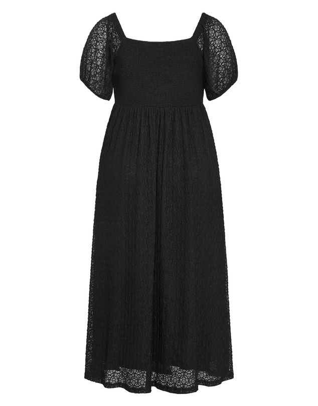 City Chic - Plus size Lani Lace Short Sleeve Midi Dress - black