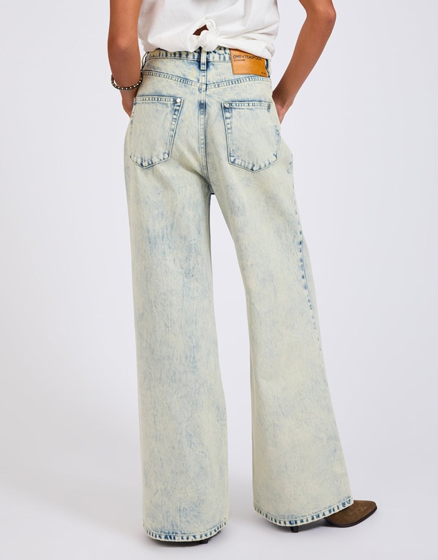 ONE TEASPOON - Love Machines Mid Waist Super Wide Leg Denim Jeans - Ambrosia Blue