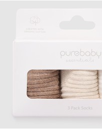 Purebaby - 3 Pack Rib Socks -Kids-Babies