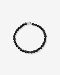 Michael Hill - 21cm Onyx Bead Bracelet with Black Diamond Rondel in Sterling Silver