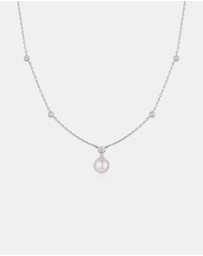 Ania Haie - Silver Bezel-Set Station Necklace with Shell Pearl Pendant