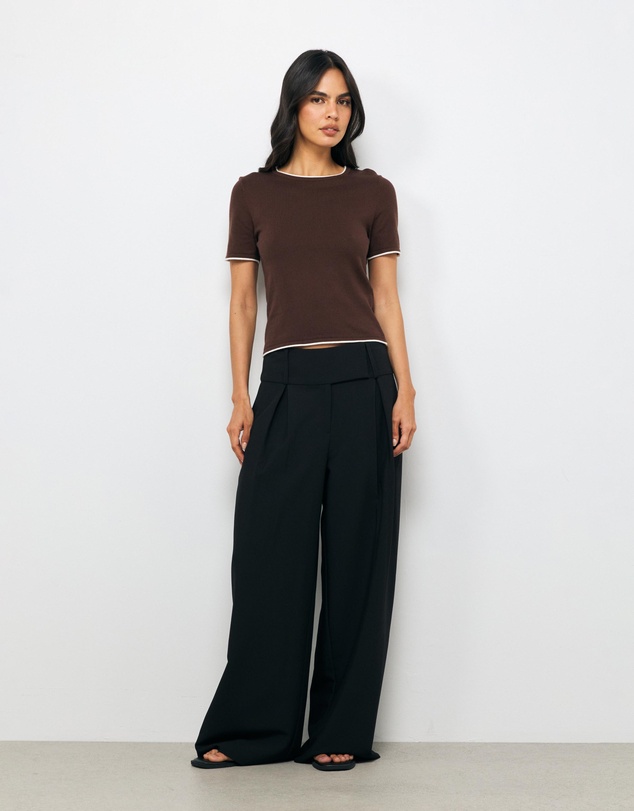 AERE - Ayla Contrast Organic Cotton Knit Top
