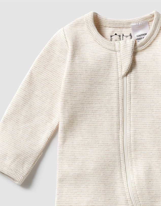 Wilson & Frenchy - Organic Stripe Rib Zipsuit with Feet - Babies
