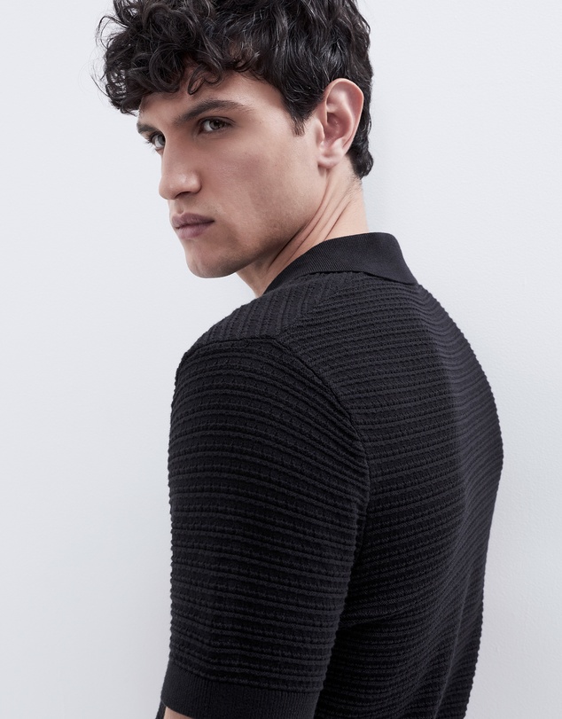 UNISON - Pointelle Stitch Knit Polo